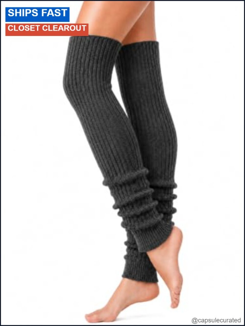 100% Pure Cashmere Leg Warmers Ribbed Knit Winter Calf Warmers